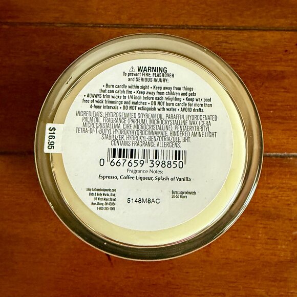NEW ESPRESSO MARTINI Single Wick Candle 8oz Bath & Body Works - Picture 3 of 3
